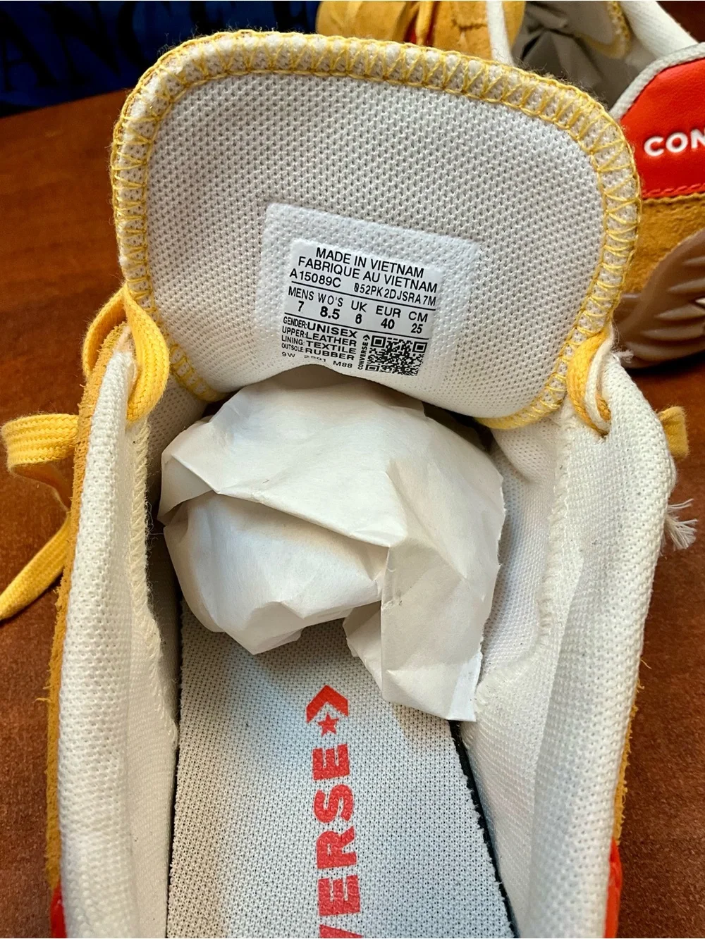 Converse Men's Yellow Suede Sneakers with Orange Accent